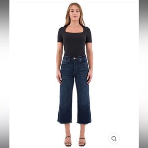 RFM PLUS CHLOE HIGH RISE WIDE LEG CROPPED FRAYED JEANS size 20